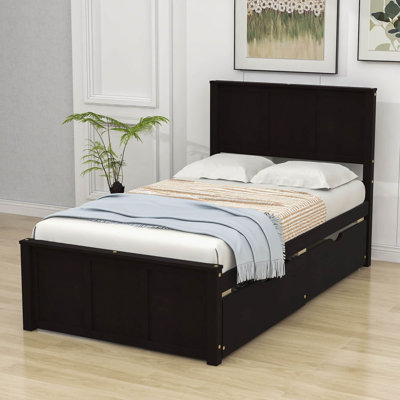 Twin Size Wooden Platform Bed With 2 Storage Drawers by Harriet Bee