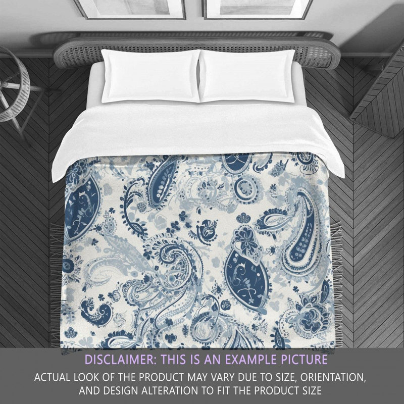 Botanical Blue/White Microfiber Comforter, Queen Comforter