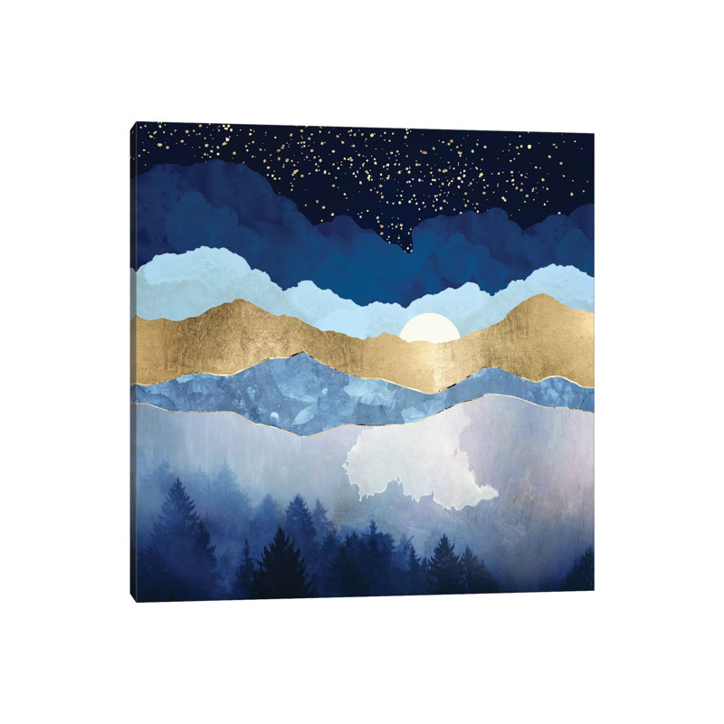 Forêt de minuit - impression, Toile tendue, Pas de tapis, H 26 po x l 26 po x P 1,5 po