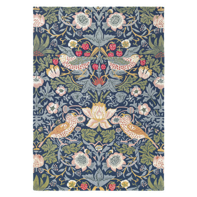 Wool Floral Area Rug in Blue