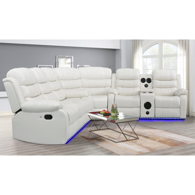Bracyn 3 - Piece USB Vegan Leather Reclining Sectional with Sound System