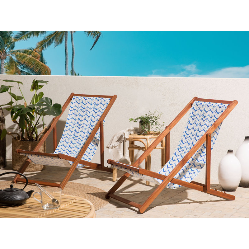 Dalmazio Folding Deck Chair, Brown, Geometric 3