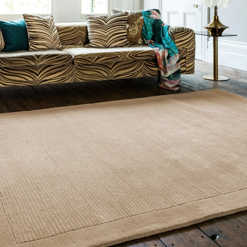 Beige Handmade Modern Plain Wool Easy To Clean Handmade Rug For Bedroom Dining Room Living Room , Wool, Rectangle 120 x 170cm
