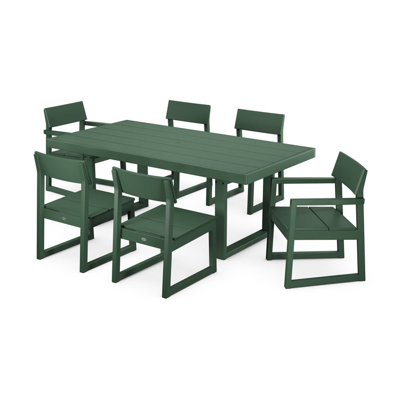 Edge Rectangular 6-Person 78'' Long Dining Set, Green