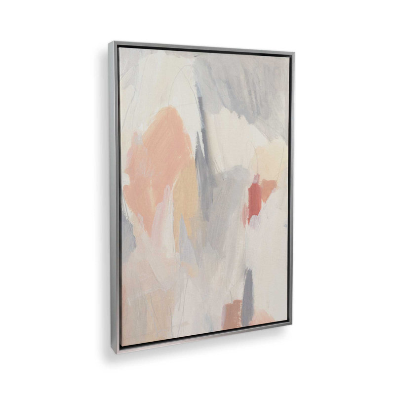 Doux rosé et abstrait I, reproduction sur toile dans un cadre, H 30,75 po x l 20,75 po, Chrome poli