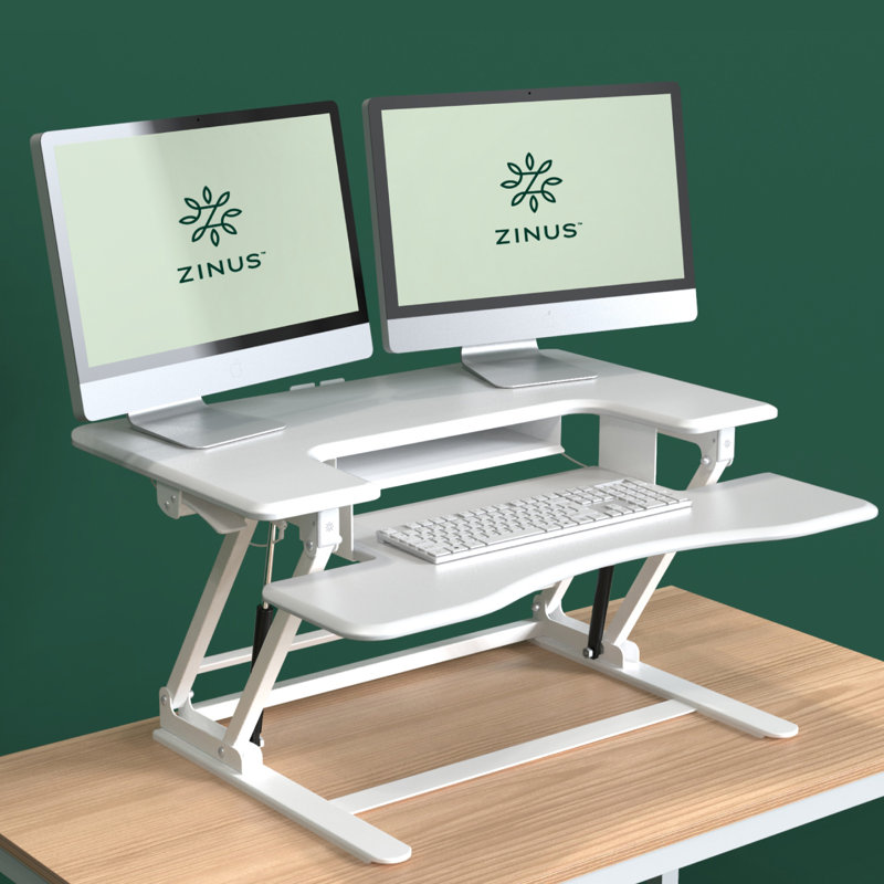 Tamara Adjustable Metal Base Standing Desk Converter, White