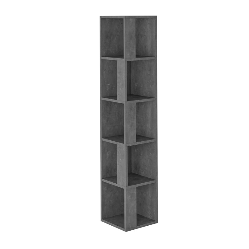 Bensonhurst Corner Bookcase Unique Design & Modern Style, Retro Grey