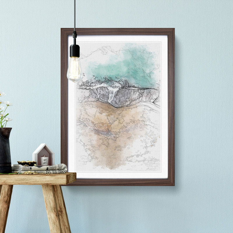 Gold Coast Beach In Australia - Single Picture Frame Painting on MDF, 63cm H x 45cm W x 2cm D, Walnut Framed