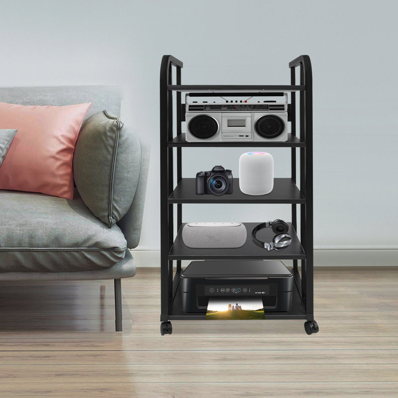 19.7" 5-Tier AV Media Stand Corner TV Entertainment Centre Stereo Components Storage Stand Movable Audio Media Stand