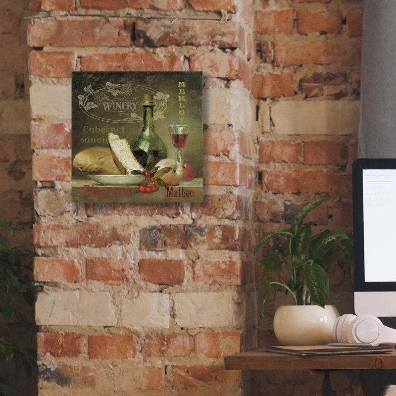 «Vintage Wine» par Jean Plout, art mural sur toile, 12 po x 12 po, 12"x12"