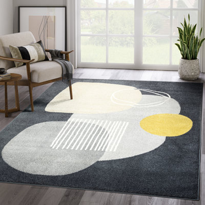 Abani Rugs Douglas DEC130B Grey Minimalist Geometric Area Rug