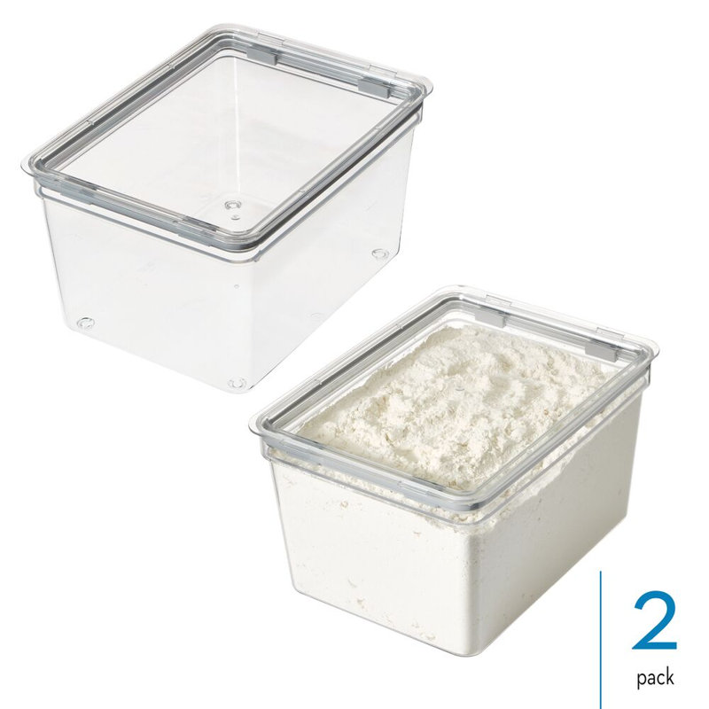 iDesign Large Food Storage Bin with Airtight Lid for Kitchen or Pantry Storage - Set of 2 - Clear, 8.6 Quarts