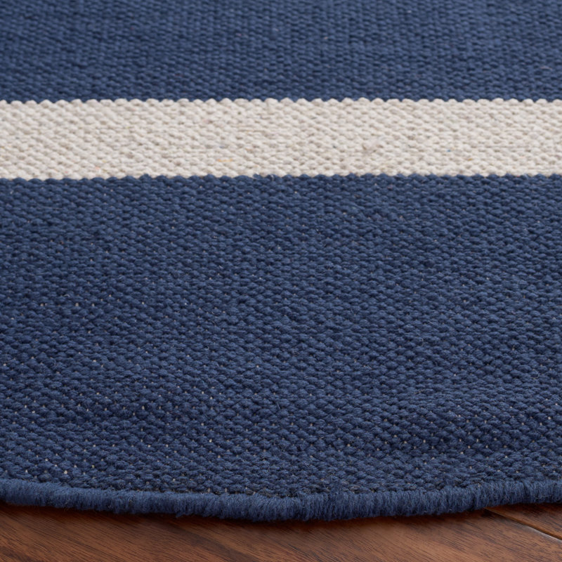 Estrelita Hand Woven Cotton Striped Rug, Round 6'