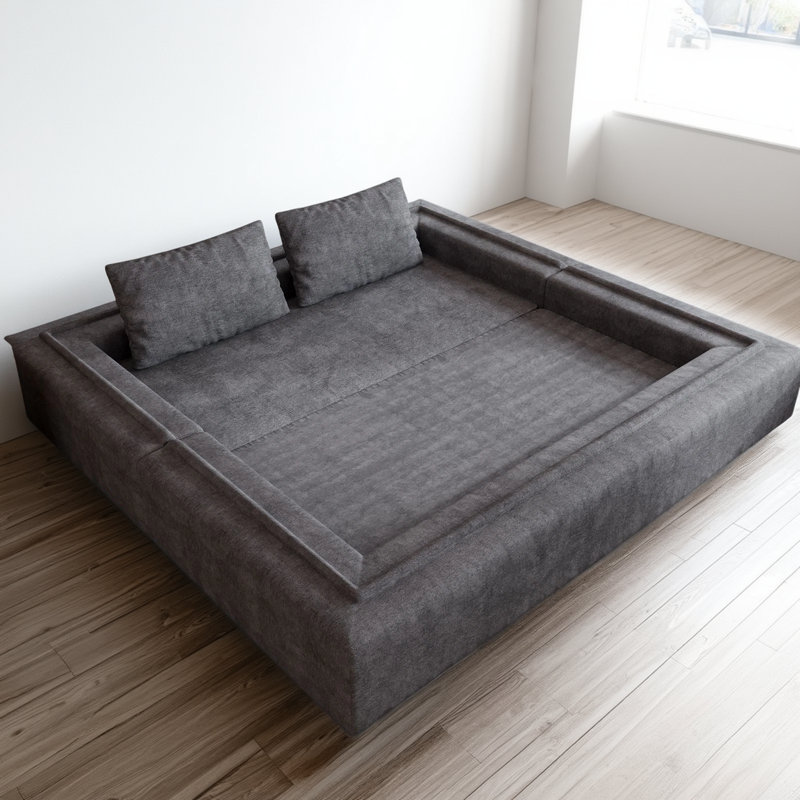 Canapé-lit pliant gris en mousse à mémoire de forme avec coussins et coussins rectangulaires, peut être converti en chaise / canapé de sol, convient aux décors de chambre à coucher