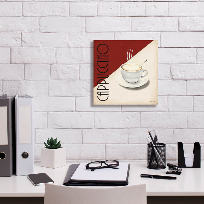 Toile rouge «Cafe Moderne 2» par Marco Fabiano, H 12 po x l 12 po x P 0,75 po