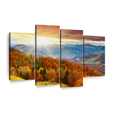 Montagne avec arbres, reproduction d'art sur toile