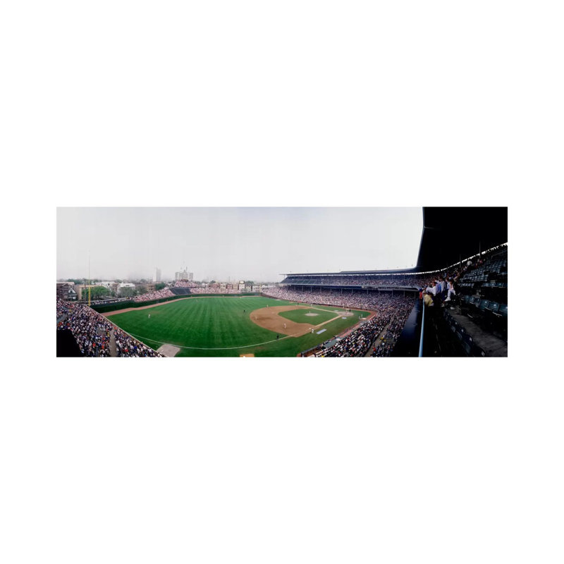 Spectators Watching A Baseball Mach In A Stadium, Wrigley Field, Chicago, Cook County, Illinois, USA - Wrapped Canvas Panoramic Print