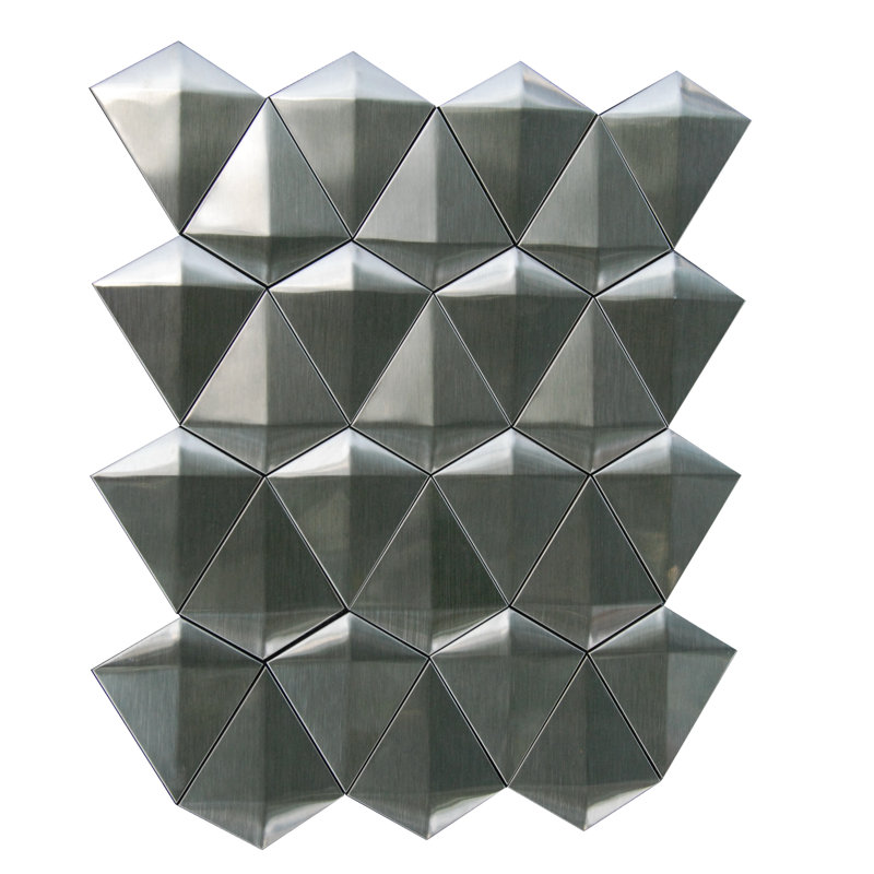 Huge Diamond 3" x 3" Metal Mosaic Tile in Gray