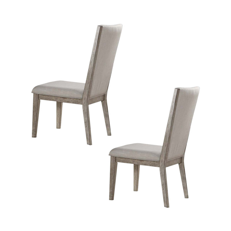 Ensemble de deux chaises d'appoint en tissu gris et bois massif