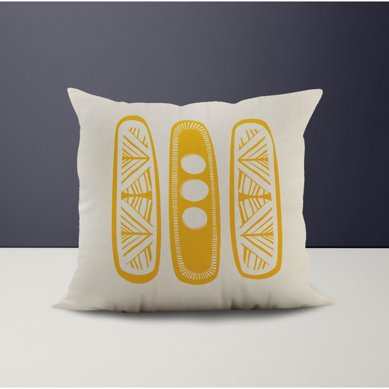 Jeté carré en polyester intérieur / extérieur, L 17 po x H 17 po, Jaune