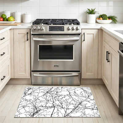 Tapis d'intérieur blanc lavable à la machine, sans soudure de branches