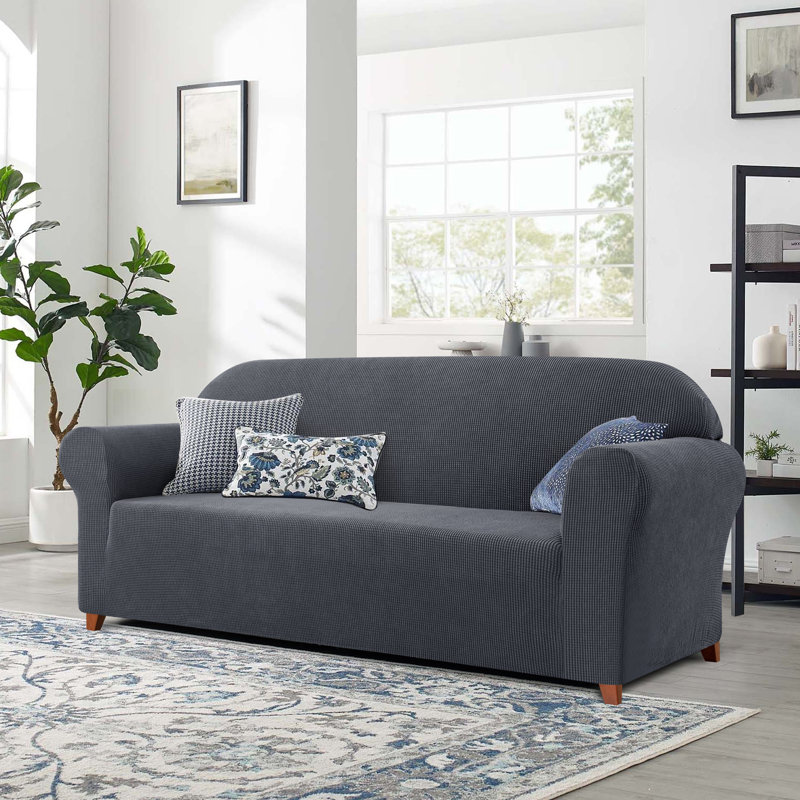 1-Piece Jacquard Stretch Couch Covers, Polyester Spandex Sofa Slipcovers, Universal Fit Living Room Machine Washable Furniture Protector for Dogs Pets, Non-Slip Sofa Covers for 3 Cushion Couch for Dogs Pets (Sofa,Gray)