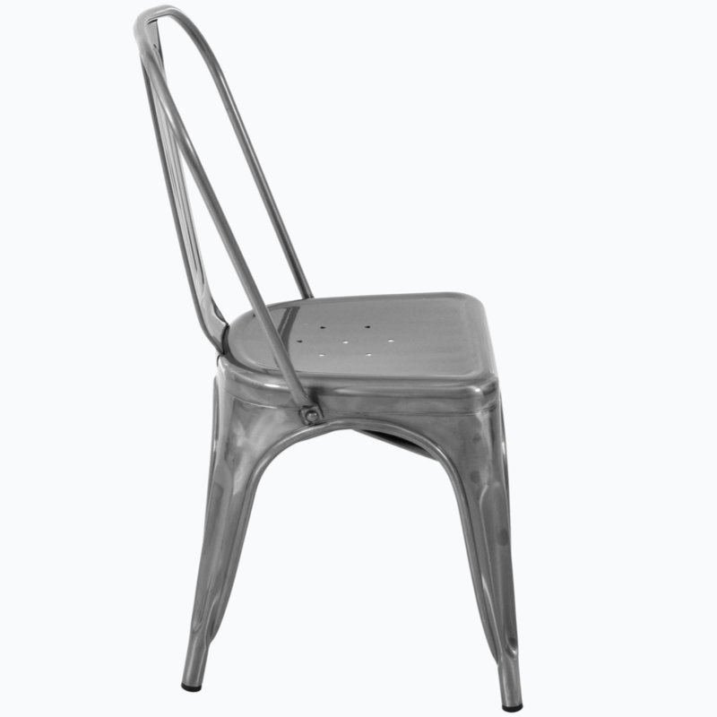 Mid-Century Modern Brushed Silver Metal Side Chair