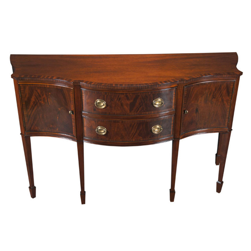 Table buffet 67 po à 2 tiroirs en bois d'acajou, Marron foncé