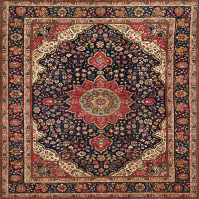Brun oriental/bleu Tapis décoratif