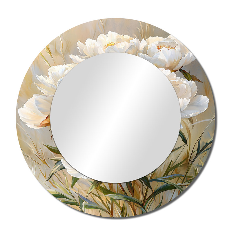 Pivoines dans un air d'automne I - décoration murale miroir floral - imprimé sur métal, 36 po x 36 po