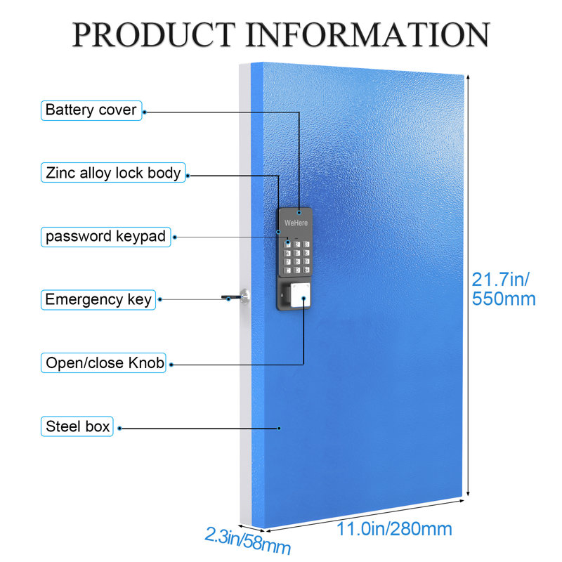 Key Cabinet Lock, 41.97" W x 2.3" L x 21.7" H