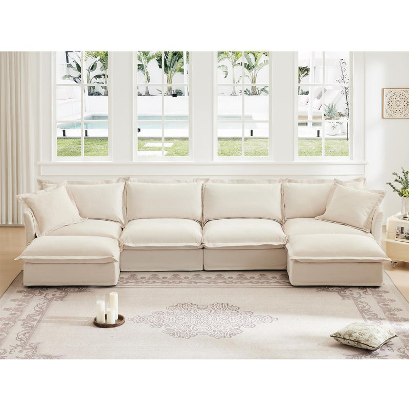 Canapé modulaire en U à housse Allendale, Chenille bleu,  H 34,6 po x l 120 po x P 55 po