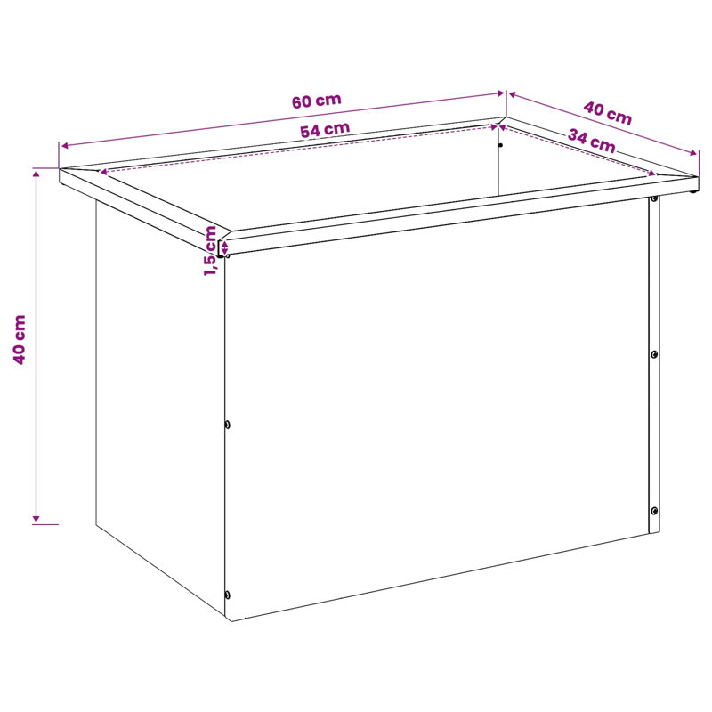 Planter Box, 40cm H x 40cm W x 60cm D, 2