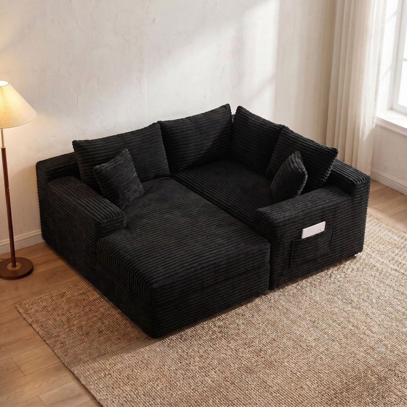 Canapé modulaire 106,32 "avec canapé en L modulaire avec méridienne en L et canapé en velours côtelé faisant face à gauche pour le salon, la chambre à coucher