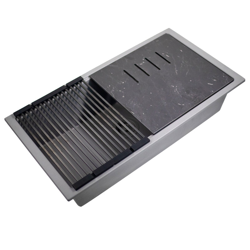 Plymouth 33.75'' L Single Basin Kitchen Sink, Titanium Gray