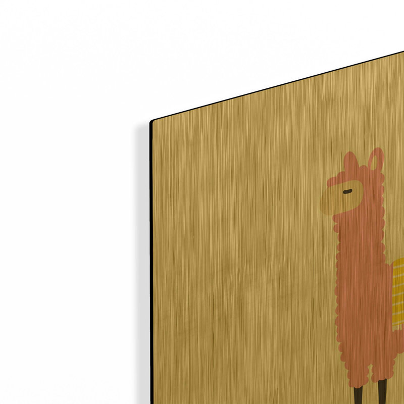 « Les Lamas », tableau mural en métal doré d'Ann Kelle, 91,4 cm x 91,4 cm, 36 po x 36 po