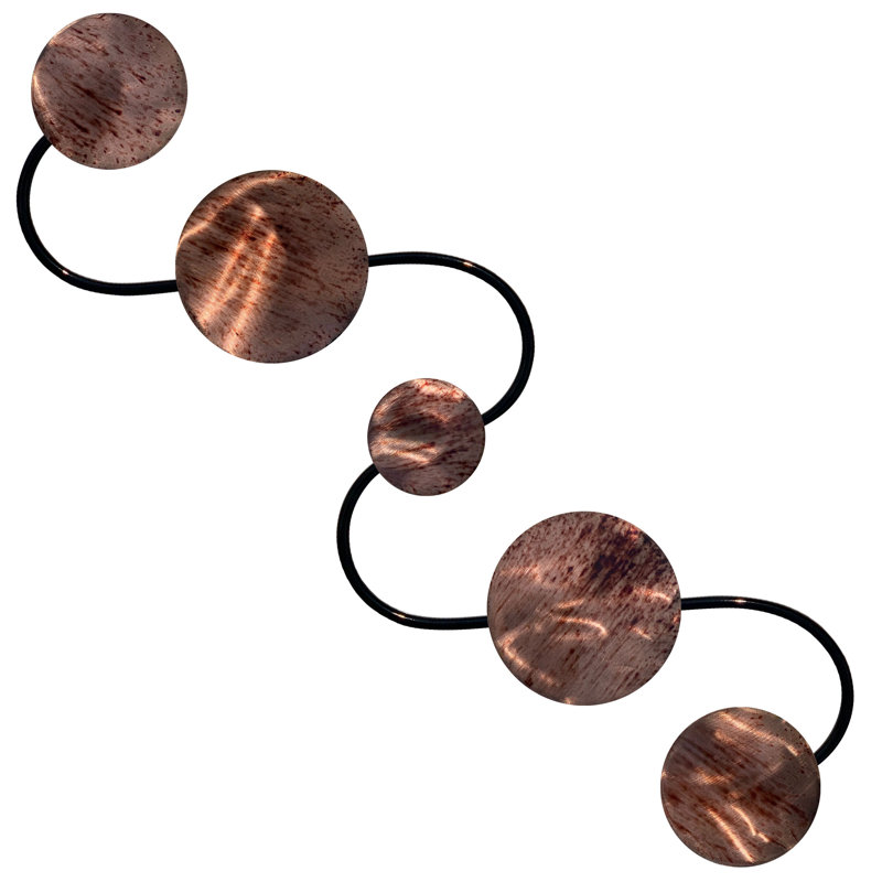 Meyerdirk Art Industrial Modern Steel Wave Wall Art - Black & Copper, Distressed Copper