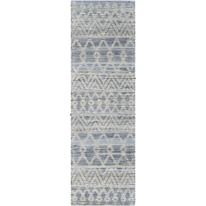 Tapis bleu / ivoire à tissage plat Andersonville, Rectangle 8 pi x 10 pi