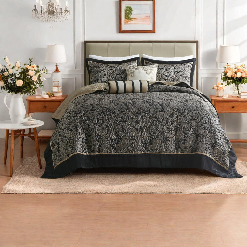 Reversible Jacquard Bedding Sets, Queen Cotton Fill Classic Home Style