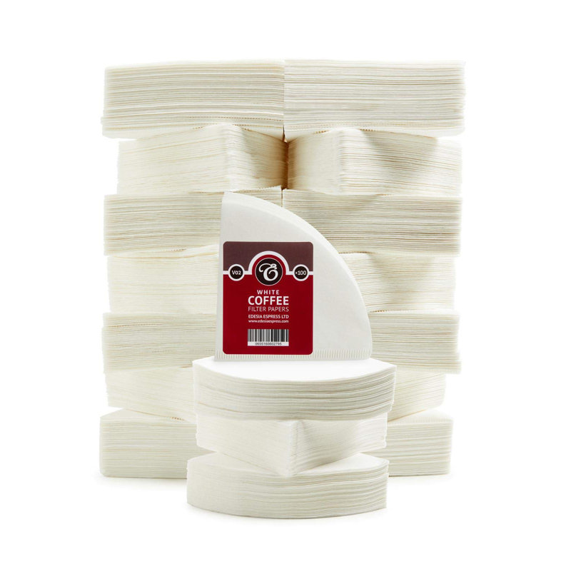 2000 Size V02 White Coffee Filter Paper Cones – V Shaped, Compatible With Hario