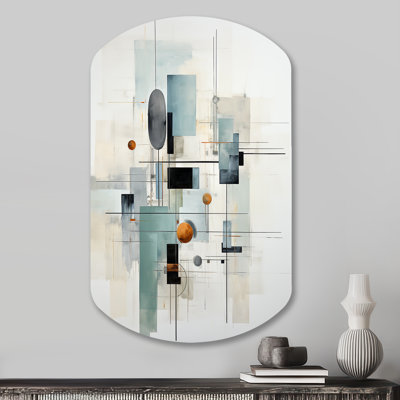 Grey Suprematism Geometric Symphony II - Suprematism Asymmetrical Metal Wall Art, Modern Cylinder Metal Art Print