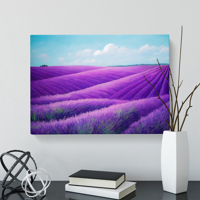 Adventurous Lavender Flower Field - Wrapped Canvas, 40cm H x 60cm W x 3cm D