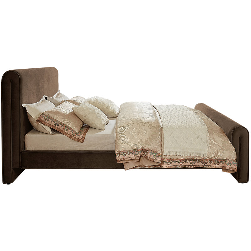 Sloan Sadete Upholstered Platform Bed, King, Brown Velvet