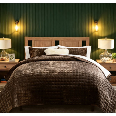 Ensemble de courtepointe en velours de très grande taille, couvre-lit matelassé toutes saisons avec 2 taies décoratives assorties