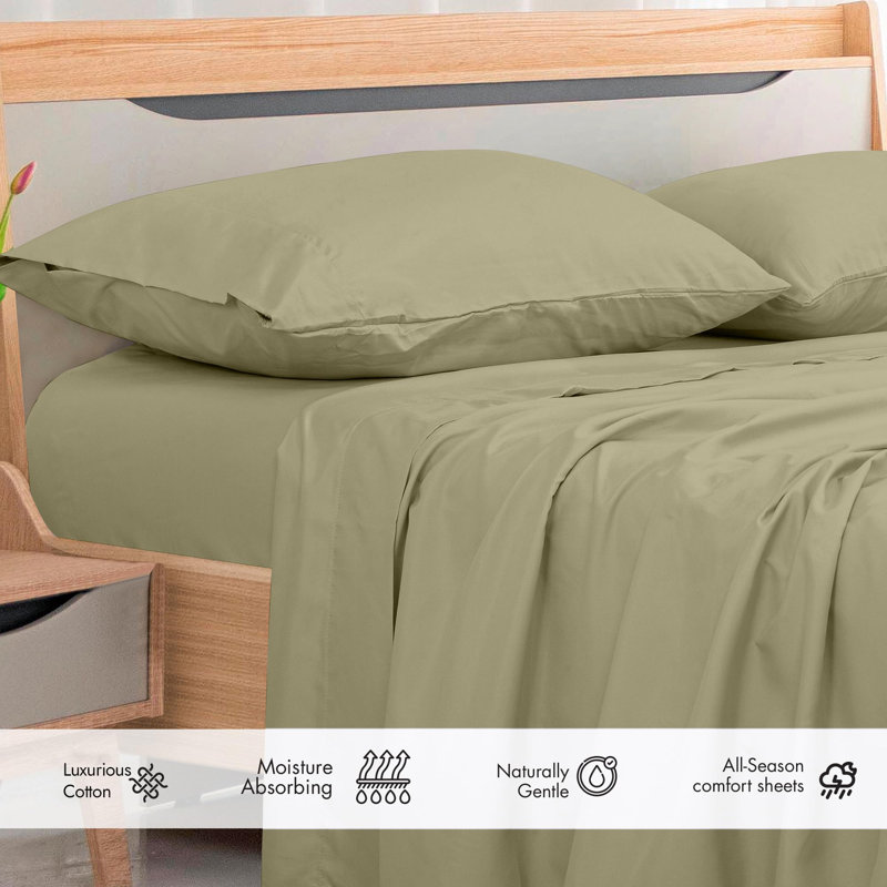 Royale Linens 300 Thread Count 100% Long Staple Combed Cotton Flat Sheet - Super Soft - Top Sheets - Flat Sheet Sold Separately - Breathable, Cool & Crisp Percale Sheets Only