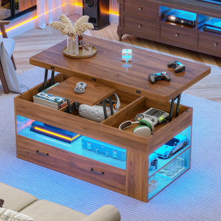 Lift Top Coffee Table, 4 In 1 Coffee Tables With Storage And Hidden Compartment, Farmhouse Coffee Table