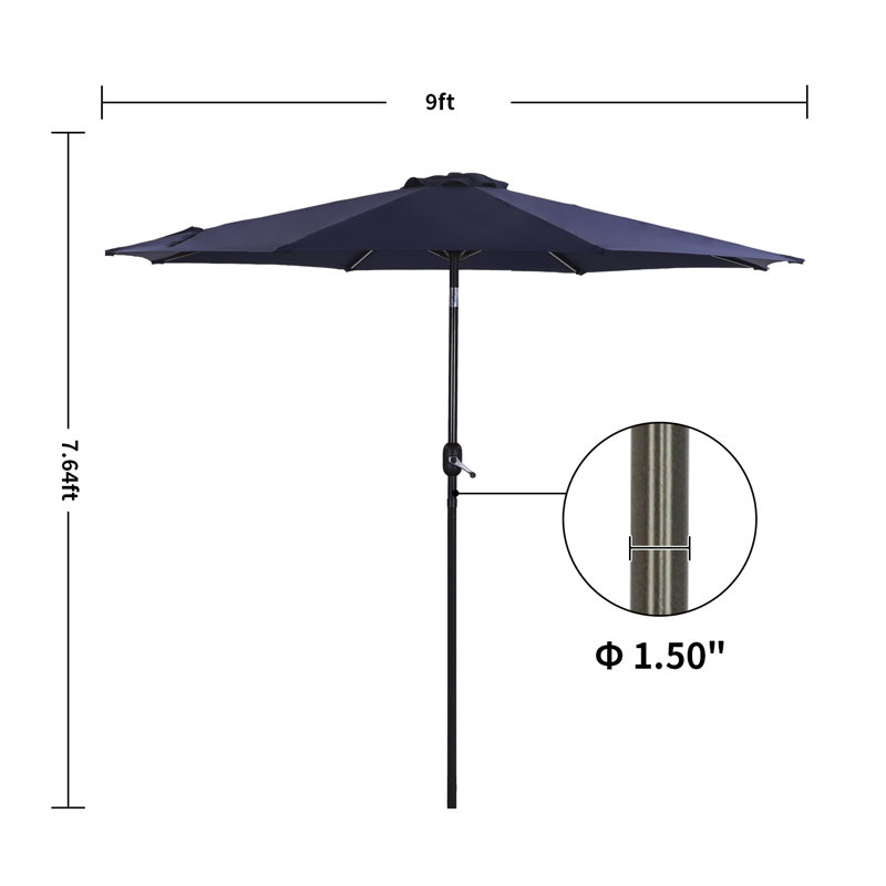 Parasol de marché octogonal 9 pi Riya, Bleu marine