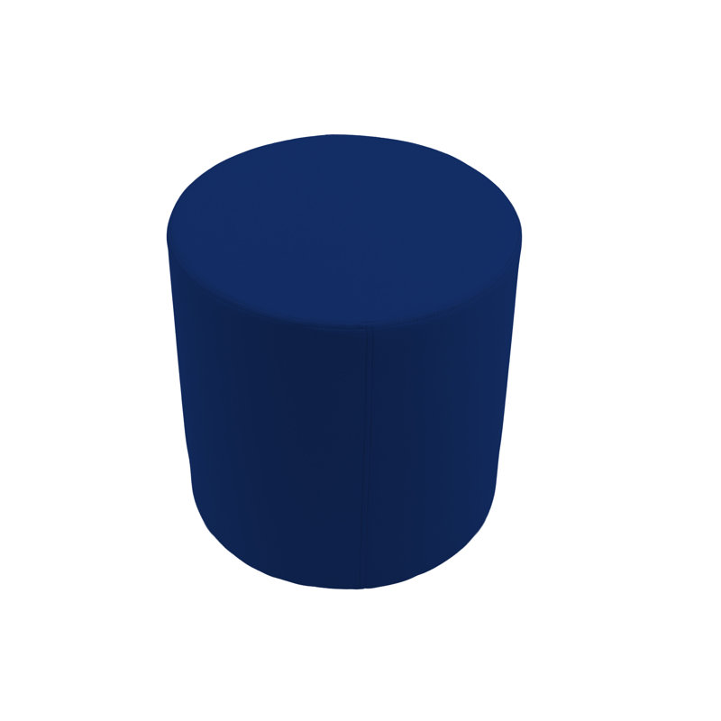 18 inch Round Everyday Vinyl Ottoman, 19 inch Height, Navy