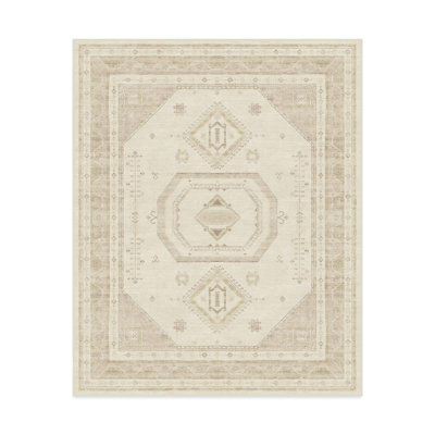 Système de tapis et de coussins lavables 2 pièces ivoire et naturel Shira