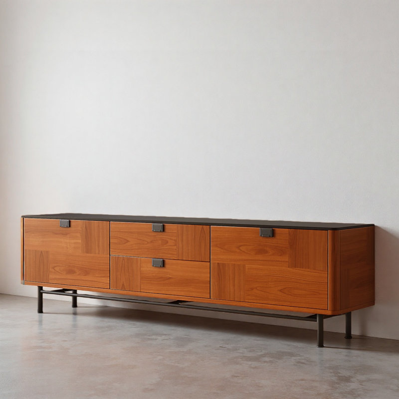 Meuble télé créatif et simple, 21.65"H x 86.61"L x 14.96"W, Brun / Noir